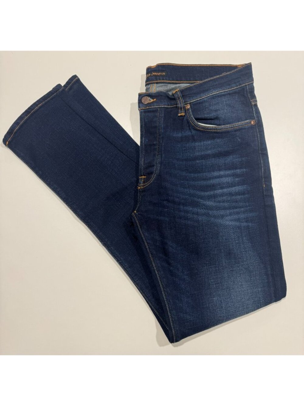 Nudie Jeans 'Dude Dan' Slim Straight Jeans Size 34x34 Dark Deep Worn Indigo